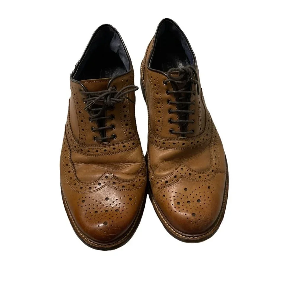 Aston Grey Mens Brown Leather Boyle Wingtip Oxford Lace Up Dress Shoes Size 10.5